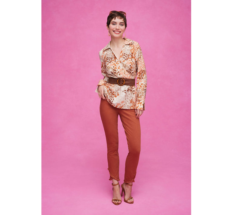 Isaac Mizrahi Live! Woven Crepe Peplum Blouse with Collar — View 8