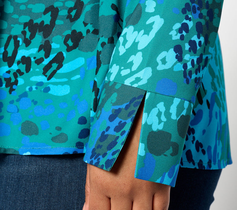 Isaac Mizrahi Live! Woven Crepe Peplum Blouse with Collar — View 4