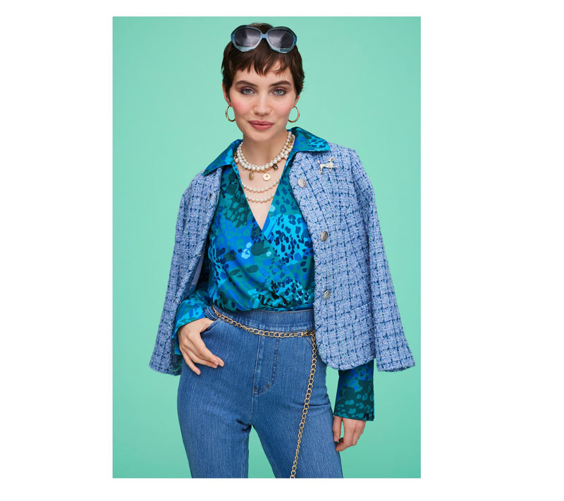 Isaac Mizrahi Live! Woven Crepe Peplum Blouse with Collar — View 6