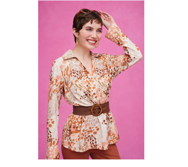 Isaac Mizrahi Live! Woven Crepe Peplum Blouse with Collar — View 7