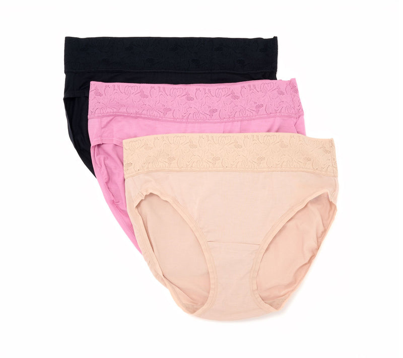 Breezies Dahlia Lace Modal Hi-Cut Panty Set of 3 — Main view