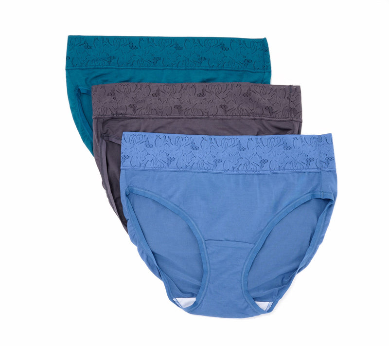 Breezies Dahlia Lace Modal Hi-Cut Panty Set of 3 — View 5