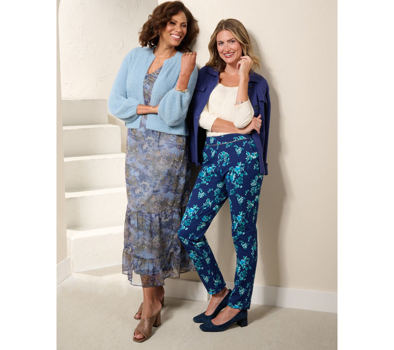 Isaac Mizrahi Live! Petite 24/7 Stretch Straight Leg Printed Pants — View 7