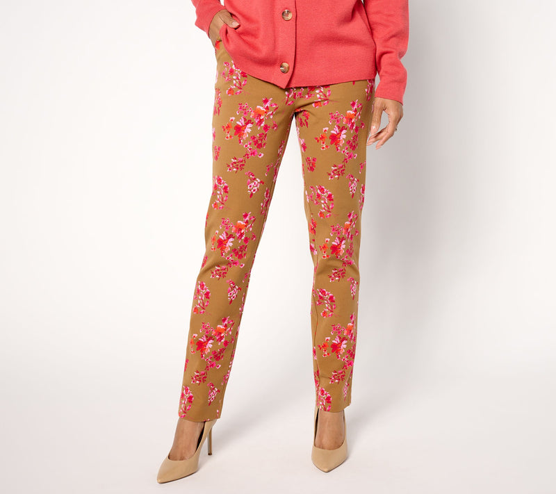 Isaac Mizrahi Live! Petite 24/7 Stretch Straight Leg Printed Pants — View 12