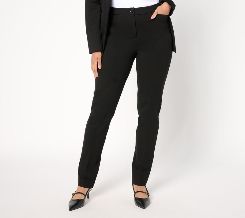 Tailored by Susan Graver Petite Smart Ponte Slim Leg Trouser — View 13