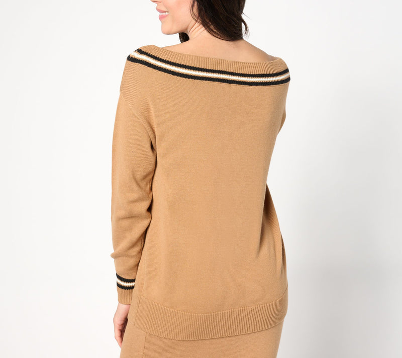 Studio Park X Shawn Killinger Stripe Detail Boatneck Sweater — View 8