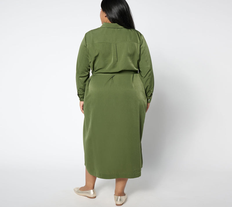 Studio Park Petite Woven Long Sleeve Shirtdress — View 6