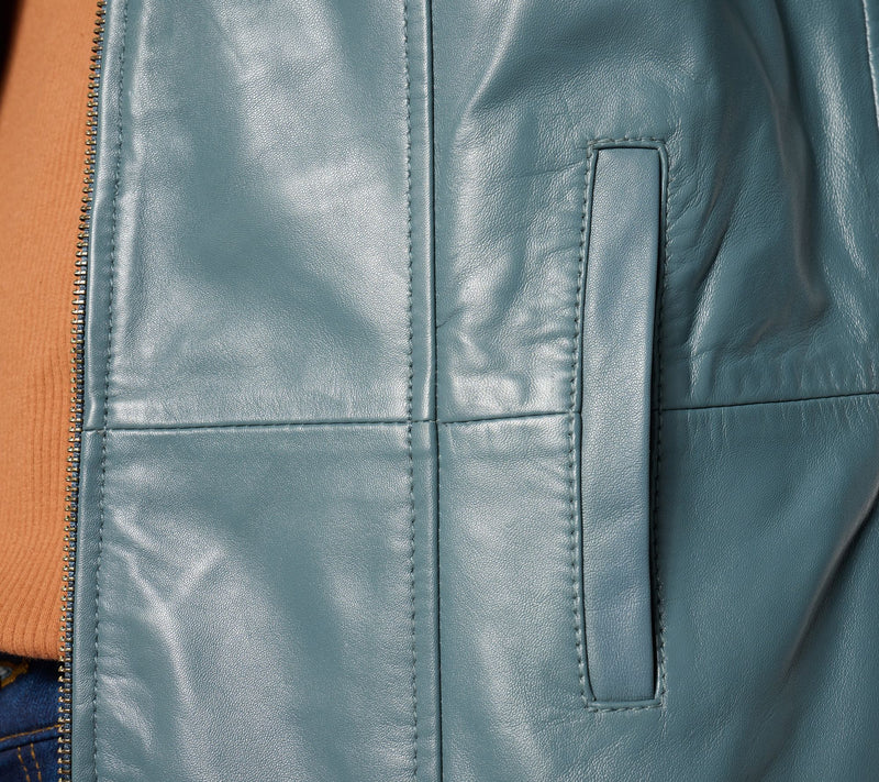Denim & Co. Lamb Leather Zip Front Seamed Jacket with Pockets — View 16