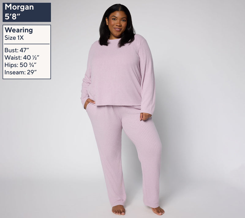 Berkshire Homewear Heathered Long Sleeve & Pant Hacci Set — View 12