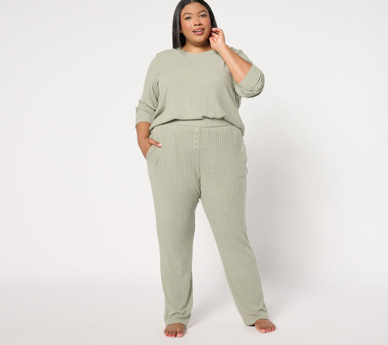 Berkshire Homewear Heathered Long Sleeve & Pant Hacci Set — View 3