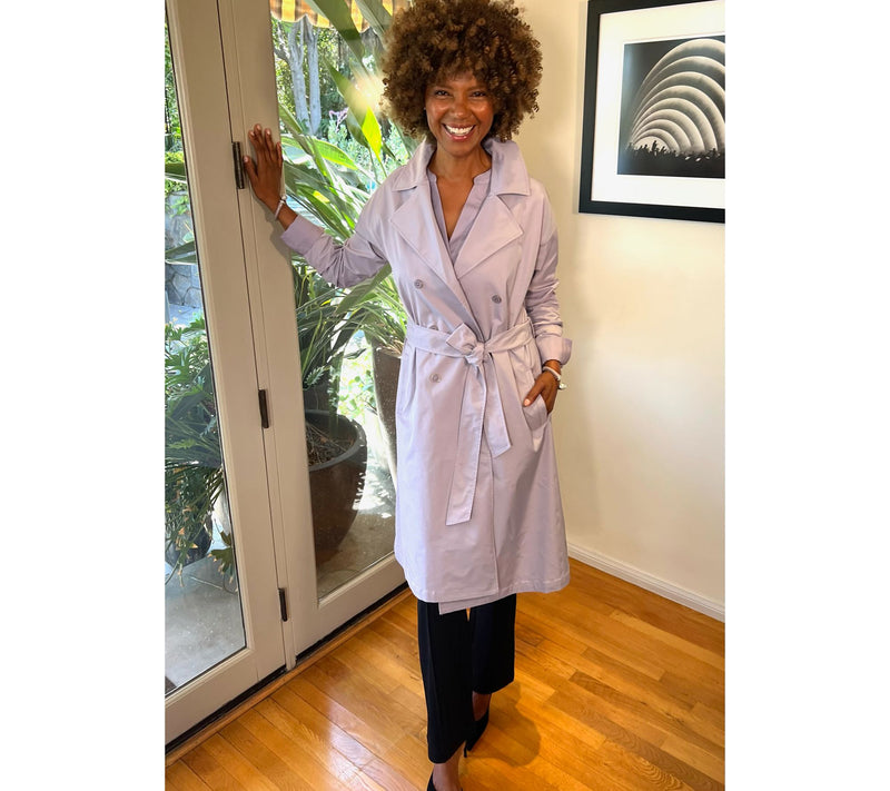 BEAUTIFUL by Lawrence Zarian Regular Pleated Double Breasted Trench Coat — View 15