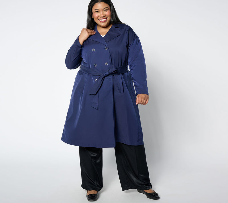 BEAUTIFUL by Lawrence Zarian Regular Pleated Double Breasted Trench Coat — View 7