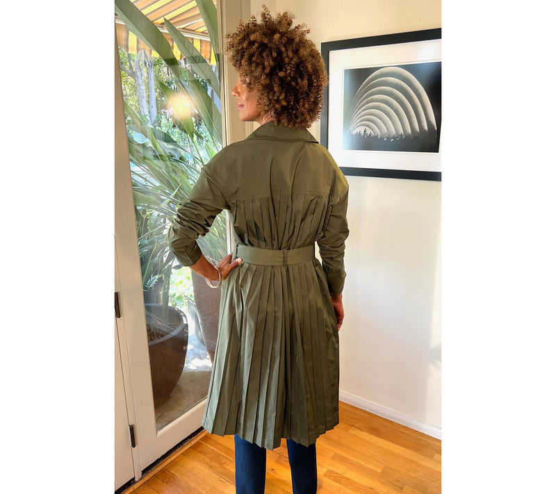 BEAUTIFUL by Lawrence Zarian Petite Pleated Double Breasted Trench Coat — View 14