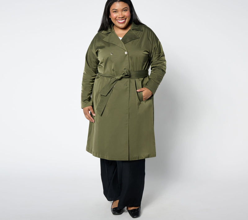 BEAUTIFUL by Lawrence Zarian Petite Pleated Double Breasted Trench Coat — View 5