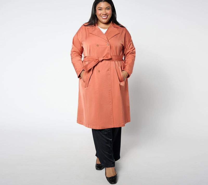 BEAUTIFUL by Lawrence Zarian Petite Pleated Double Breasted Trench Coat — View 3