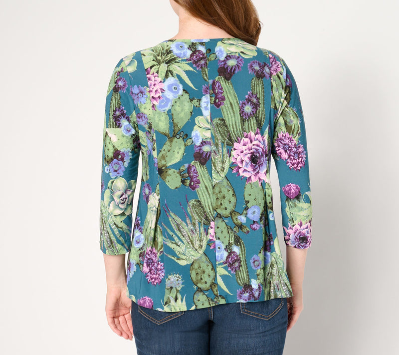 Women with Control Como Jersey Pleatastic 3/4 Sleeve Top — View 2