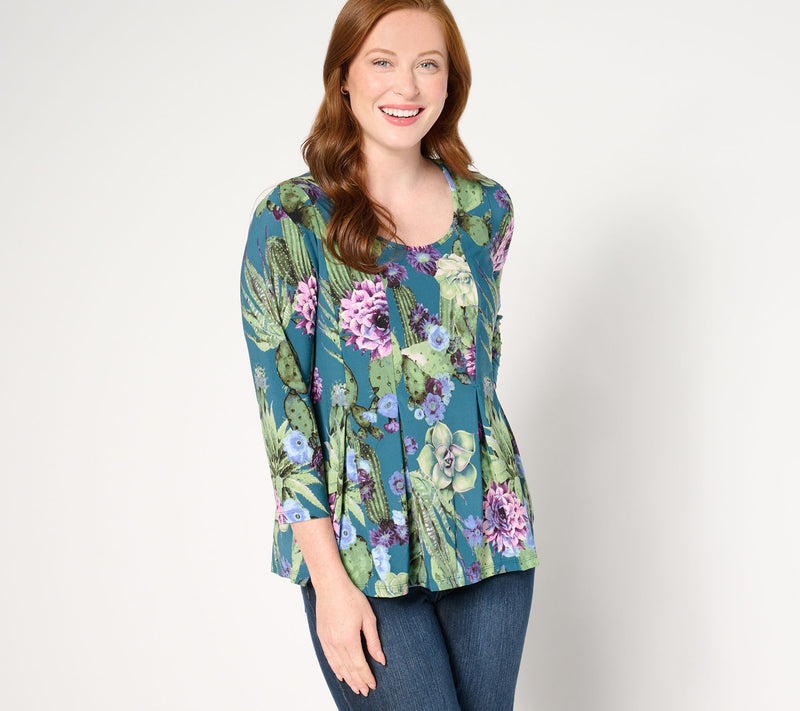 Women with Control Como Jersey Pleatastic 3/4 Sleeve Top — View 8