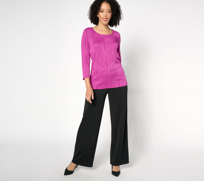 Women with Control Knit Textured Wave 3/4 Sleeve Top — View 9