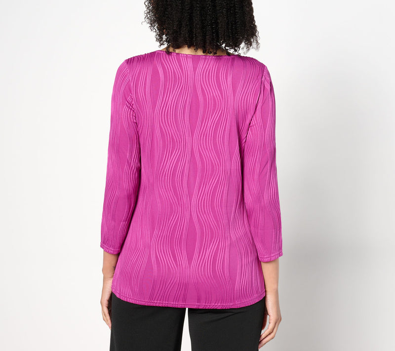 Women with Control Knit Textured Wave 3/4 Sleeve Top — View 8
