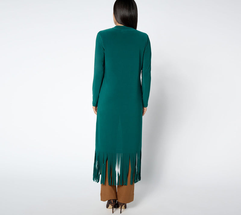 Attitudes by Renee Regular Como Jersey Fringe Duster — View 2