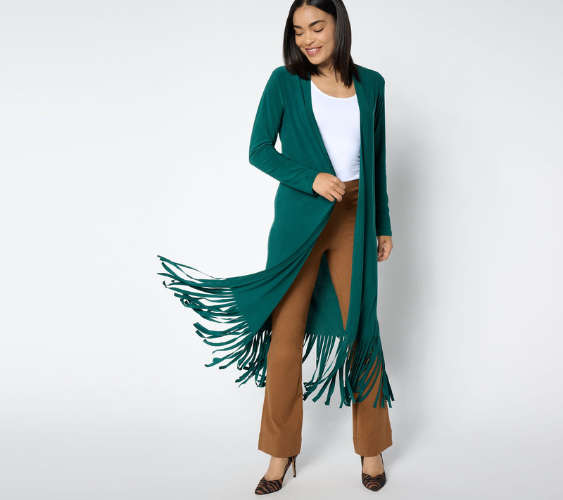 Attitudes by Renee Regular Como Jersey Fringe Duster — View 9