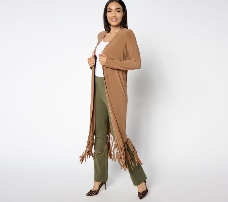 Attitudes by Renee Regular Como Jersey Fringe Duster — View 10