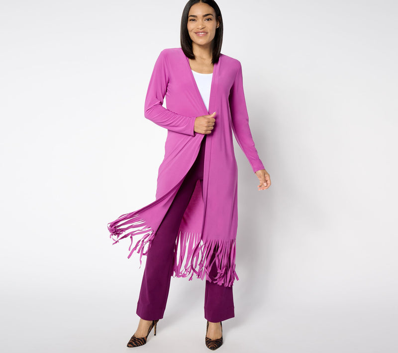 Attitudes by Renee Regular Como Jersey Fringe Duster — View 11