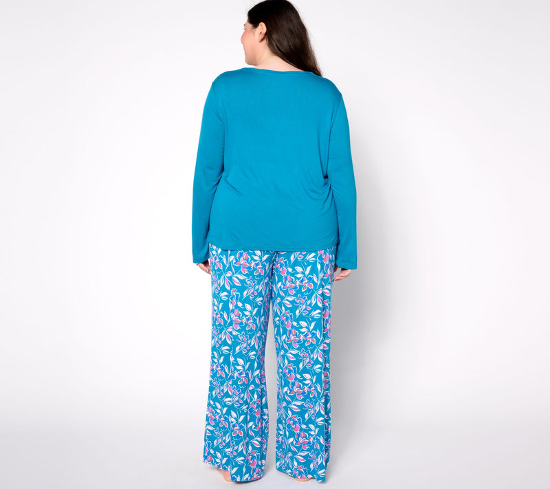 MUK LUKS Lovely Lace V-Neck & Wide Leg Pajama Set — View 12