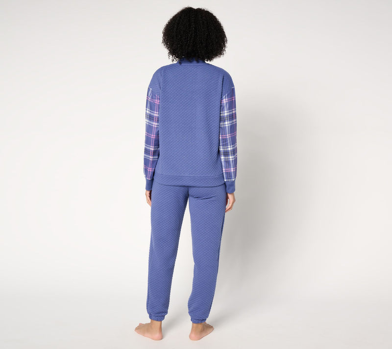 MUK LUKS Quilted Knit Bomber Jacket and Jogger Lounge Set — View 12