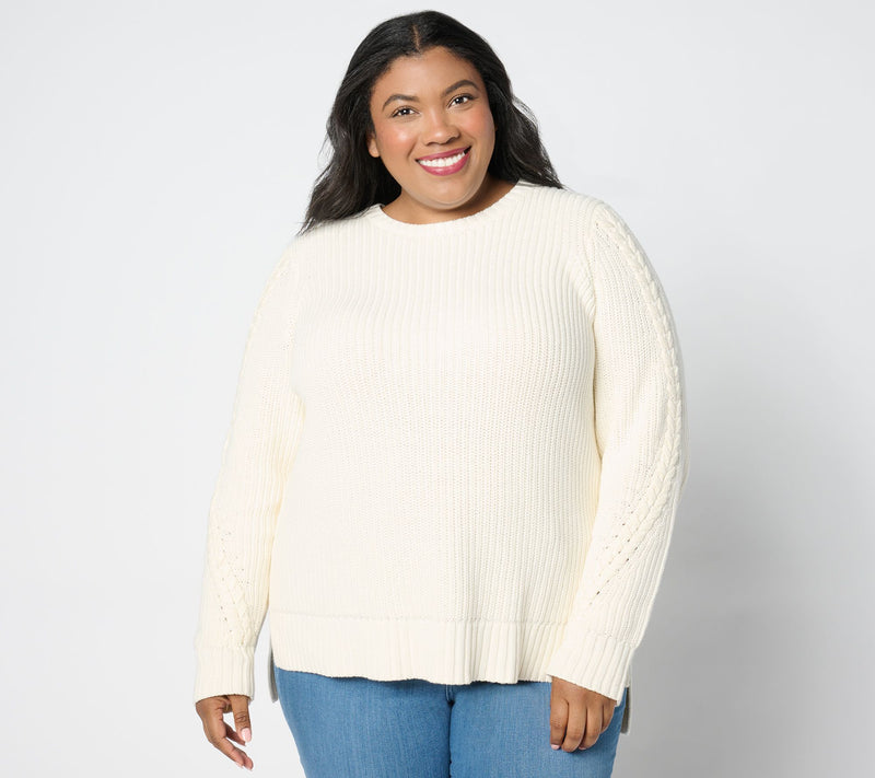 Peace Love World Crew Neck Sweater with Laceup Details — View 16