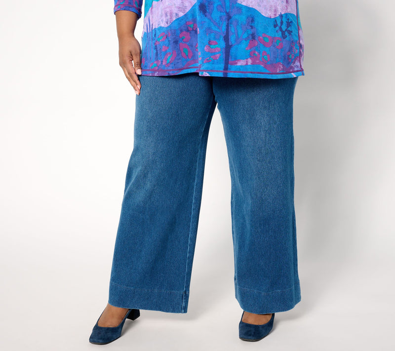 Women With Control Prime Stretch Denim Petite Wide Leg Pants — View 10