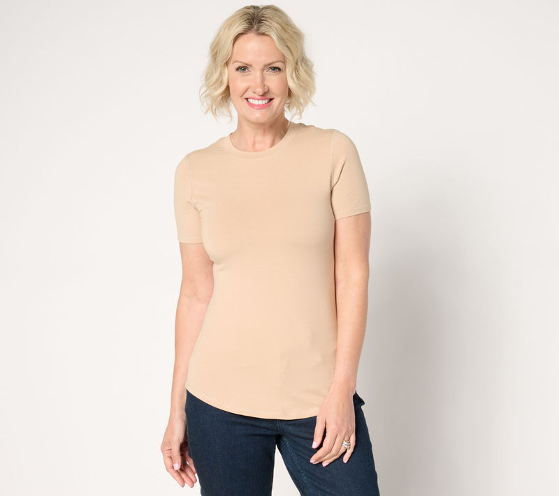 Cuddl Duds Layers Cottonwear+ Curve Hem T-Shirt — View 5