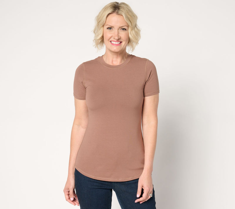 Cuddl Duds Layers Cottonwear+ Curve Hem T-Shirt — View 13