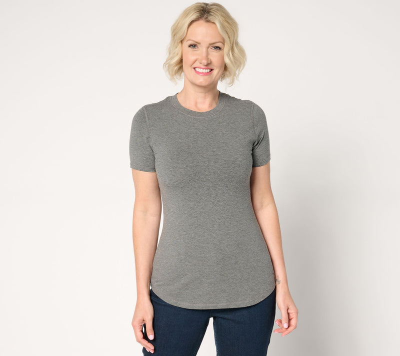 Cuddl Duds Layers Cottonwear+ Curve Hem T-Shirt — View 7