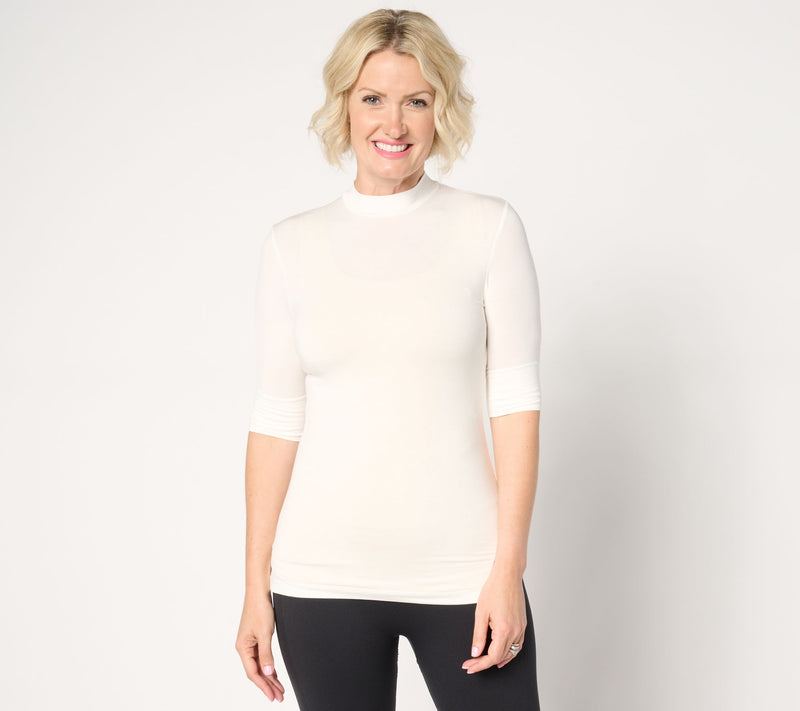 Cuddl Duds Layers Softwear with Stretch Mock Neck Tee — View 5