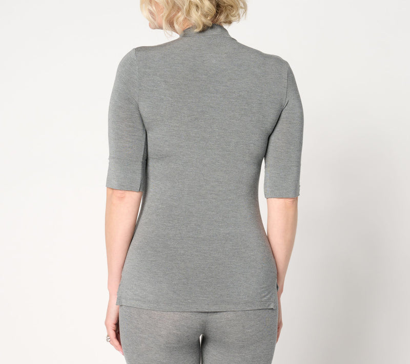 Cuddl Duds Layers Softwear with Stretch Mock Neck Tee — View 9