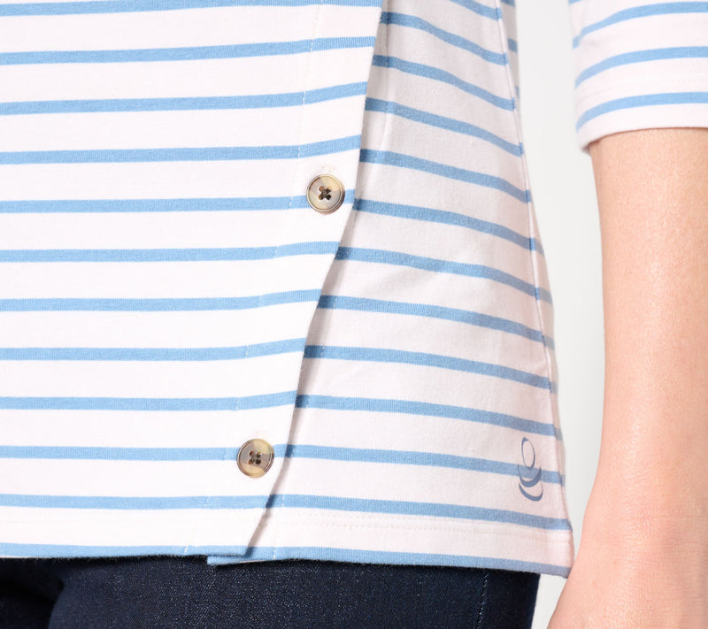 Cuddl Duds Cottonwear+ Striped Tee — View 12