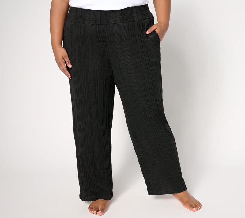 Cuddl Duds Variegated Rib Smocked Waist Lounge Pants — View 10