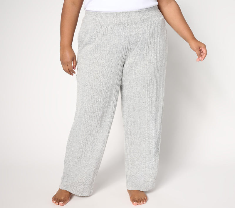 Cuddl Duds Variegated Rib Smocked Waist Lounge Pants — View 12