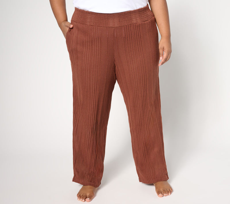 Cuddl Duds Variegated Rib Smocked Waist Lounge Pants — View 13