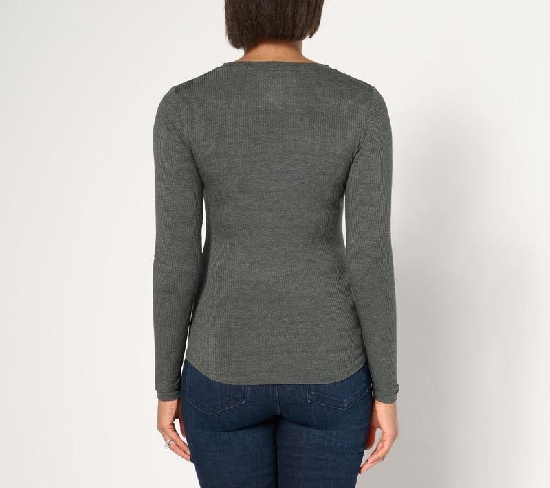 Cuddl Duds Layers Stretch Rib Long Sleeve Henley — View 12