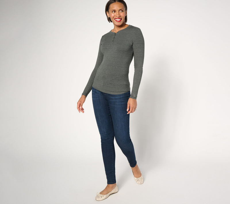 Cuddl Duds Layers Stretch Rib Long Sleeve Henley — View 13