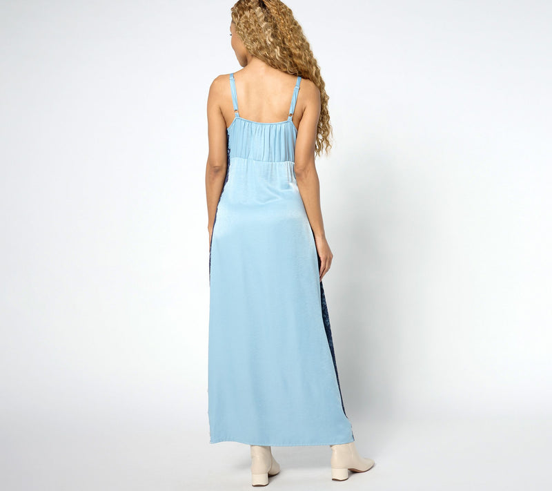 Me by Jennie Garth Petite Sailor Satin Maxi Dress — View 10