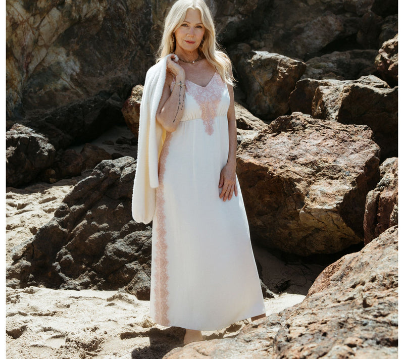 Me by Jennie Garth Petite Sailor Satin Maxi Dress — View 14