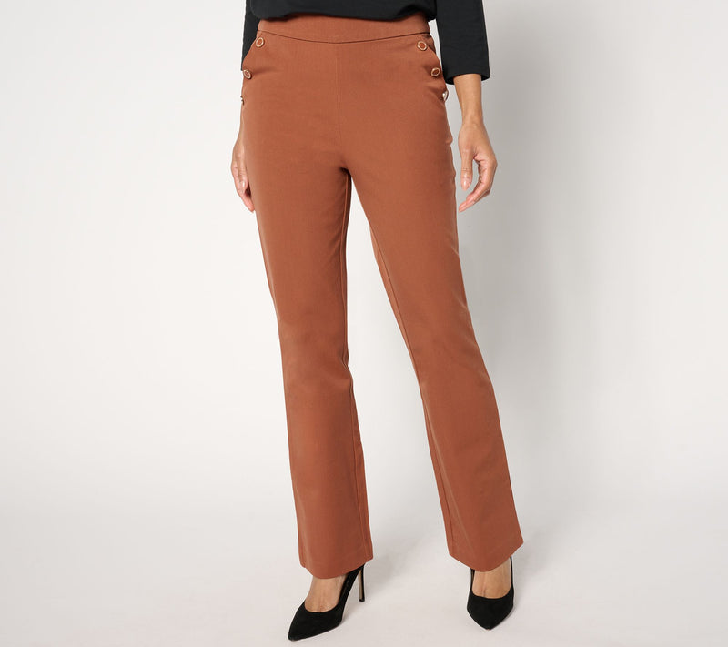 Isaac Mizrahi Live! Tall 24/7 Stretch Bootcut Pants w/ Buttons — View 5