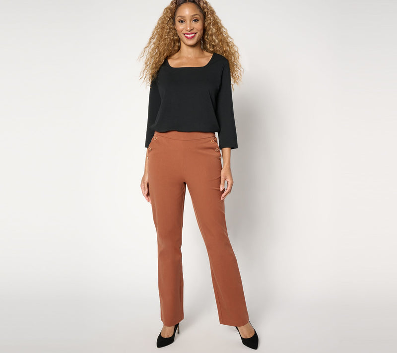 Isaac Mizrahi Live! Tall 24/7 Stretch Bootcut Pants w/ Buttons — View 11