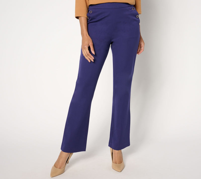 Isaac Mizrahi Live! Tall 24/7 Stretch Bootcut Pants w/ Buttons — View 3