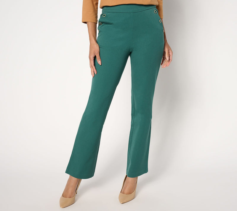 Isaac Mizrahi Live! Tall 24/7 Stretch Bootcut Pants w/ Buttons — View 7