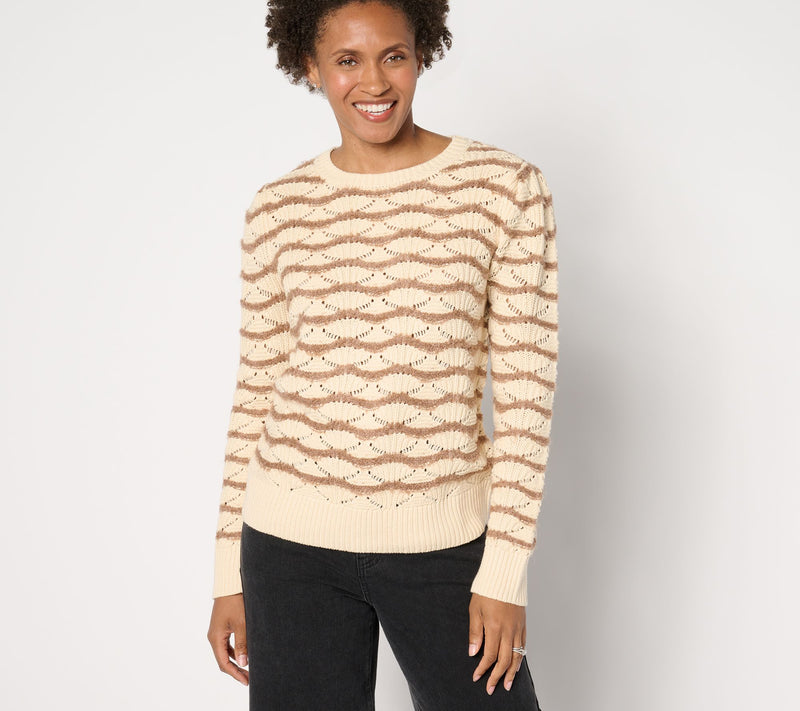 AnyBody Textured Pointelle Puff Sleeve Sweater — View 8