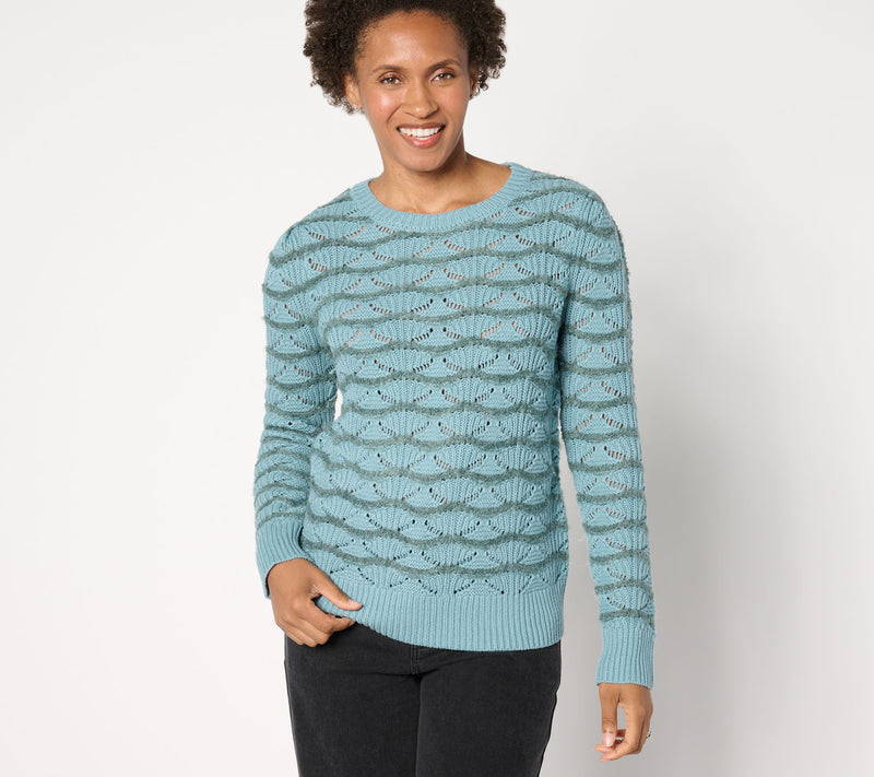AnyBody Textured Pointelle Puff Sleeve Sweater — View 9